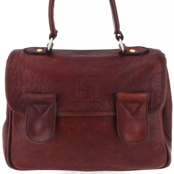 HIROFU Handbag H Mark Leather Authentic Used L2918 - Picture 1 of 10